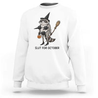 Funny Trashy Raccoon Witch Halloween Sweatshirt Slut For October