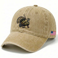 Funny Camo Turkey Hunter Rifle Gift Washed Cotton Baseball Cap