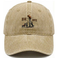 Bear Hunter Washed Cotton Baseball Cap Black Lab Retriever Funny Hunting Gift
