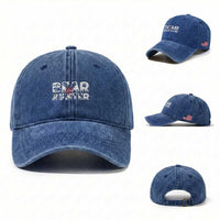 Bear Hunter Washed Cotton Baseball Cap Outdoor Adventure Gift