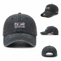 Bear Hunter Washed Cotton Baseball Cap Outdoor Adventure Gift
