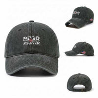 Bear Hunter Washed Cotton Baseball Cap Outdoor Adventure Gift