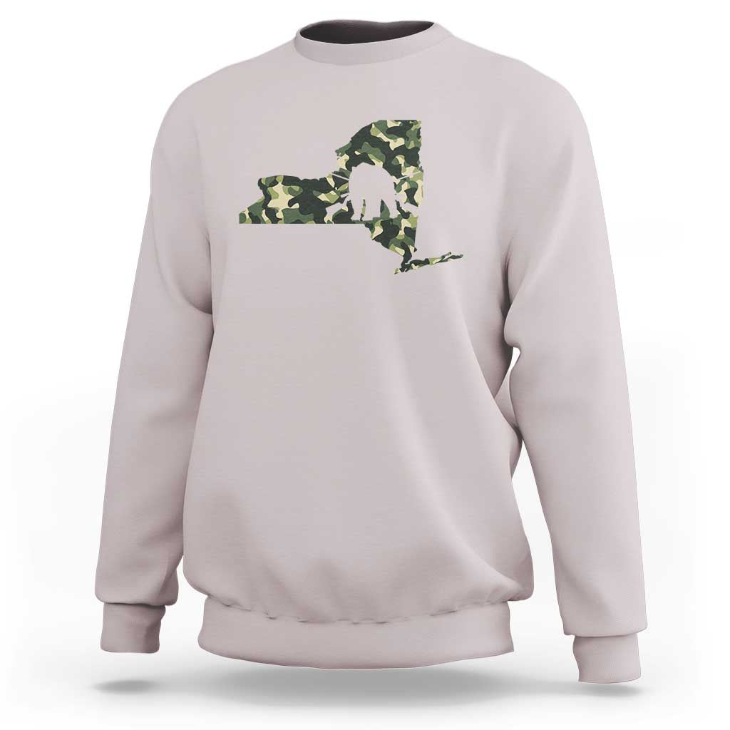 New York Bear Hunter Sweatshirt Camo Map Hunting Season Gift - Wonder Print Shop