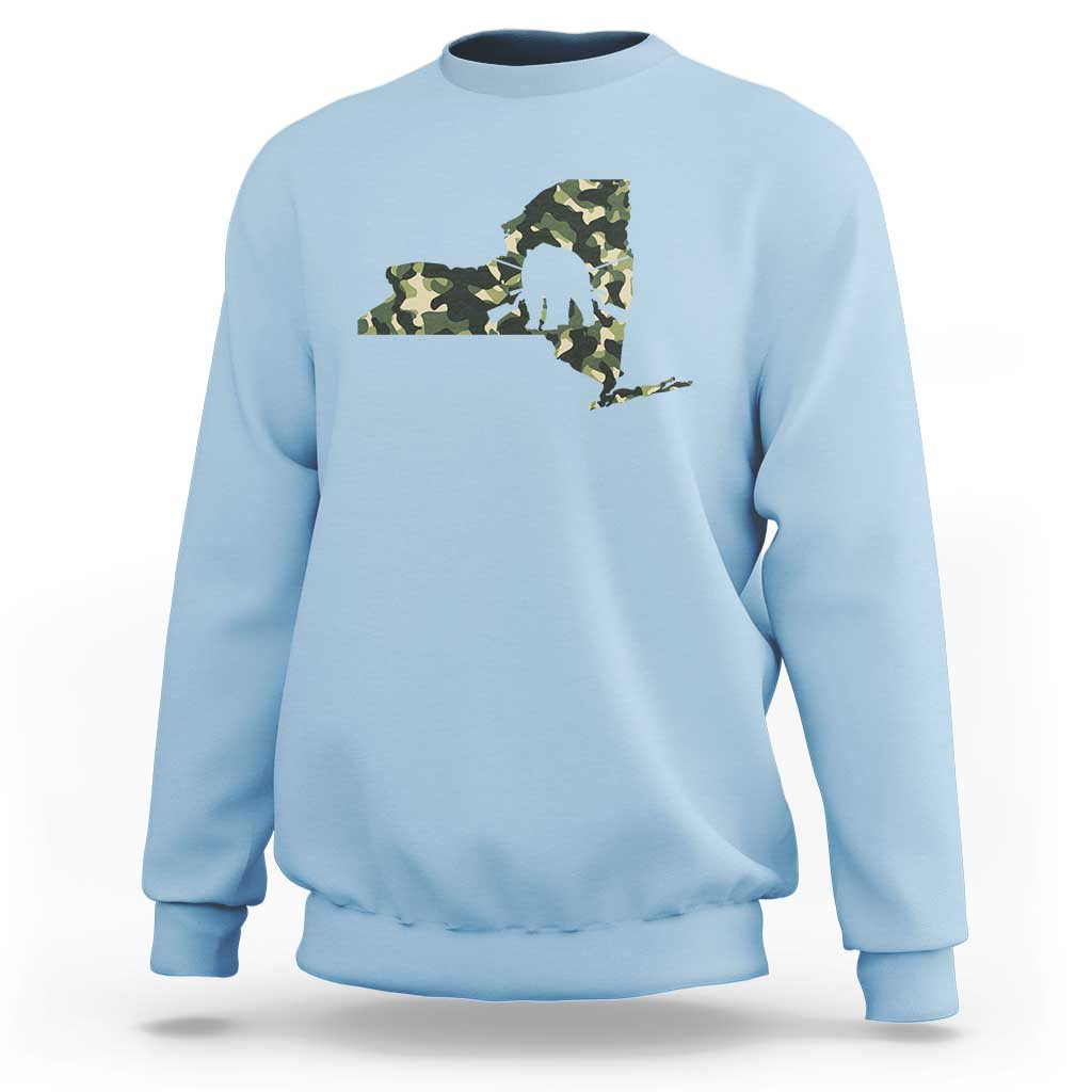 New York Bear Hunter Sweatshirt Camo Map Hunting Season Gift - Wonder Print Shop