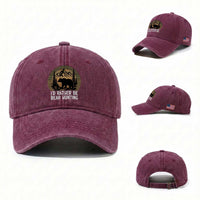 Id Rather Be Bear Hunting Washed Cotton Baseball Cap Retro Sunset Hunter Gift