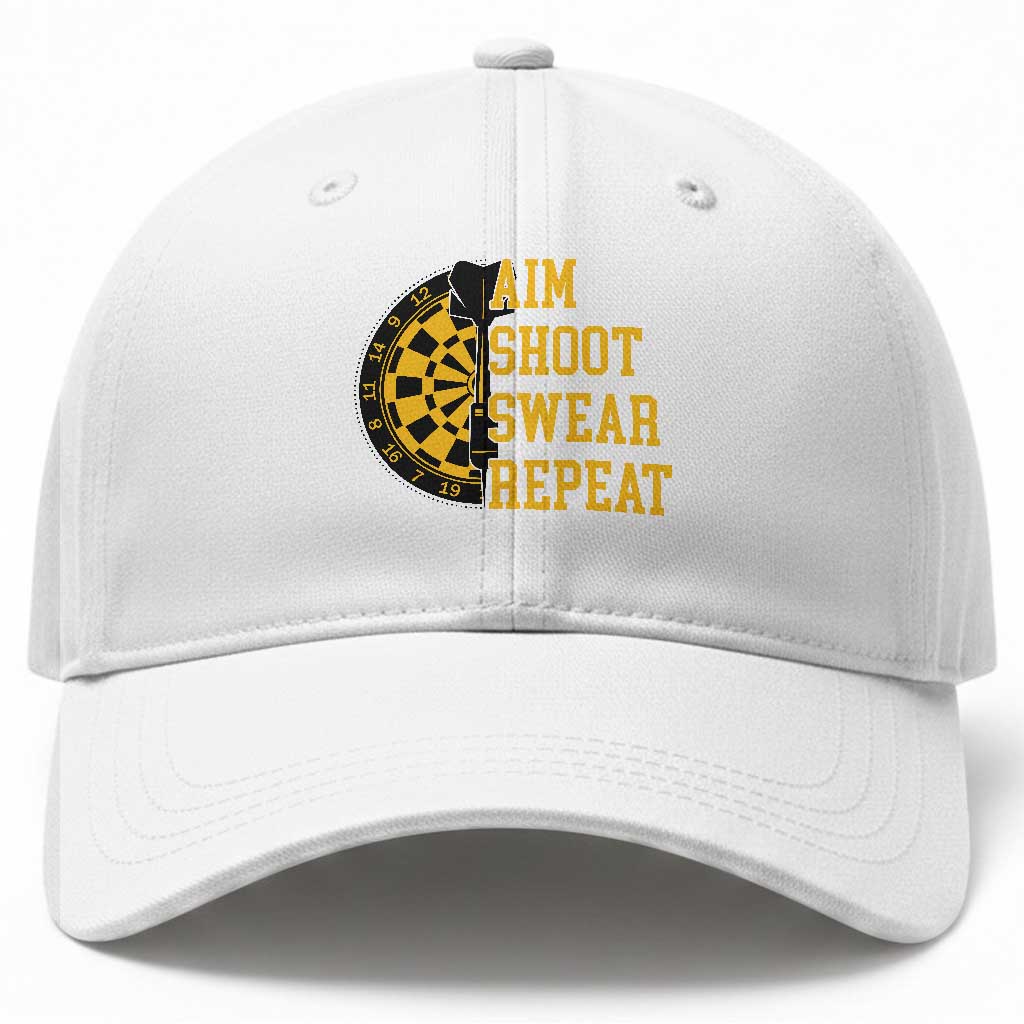 Funny Darts Retro Vintage Baseball Cap Aim Shoot Swear Repeat Dartist Gift