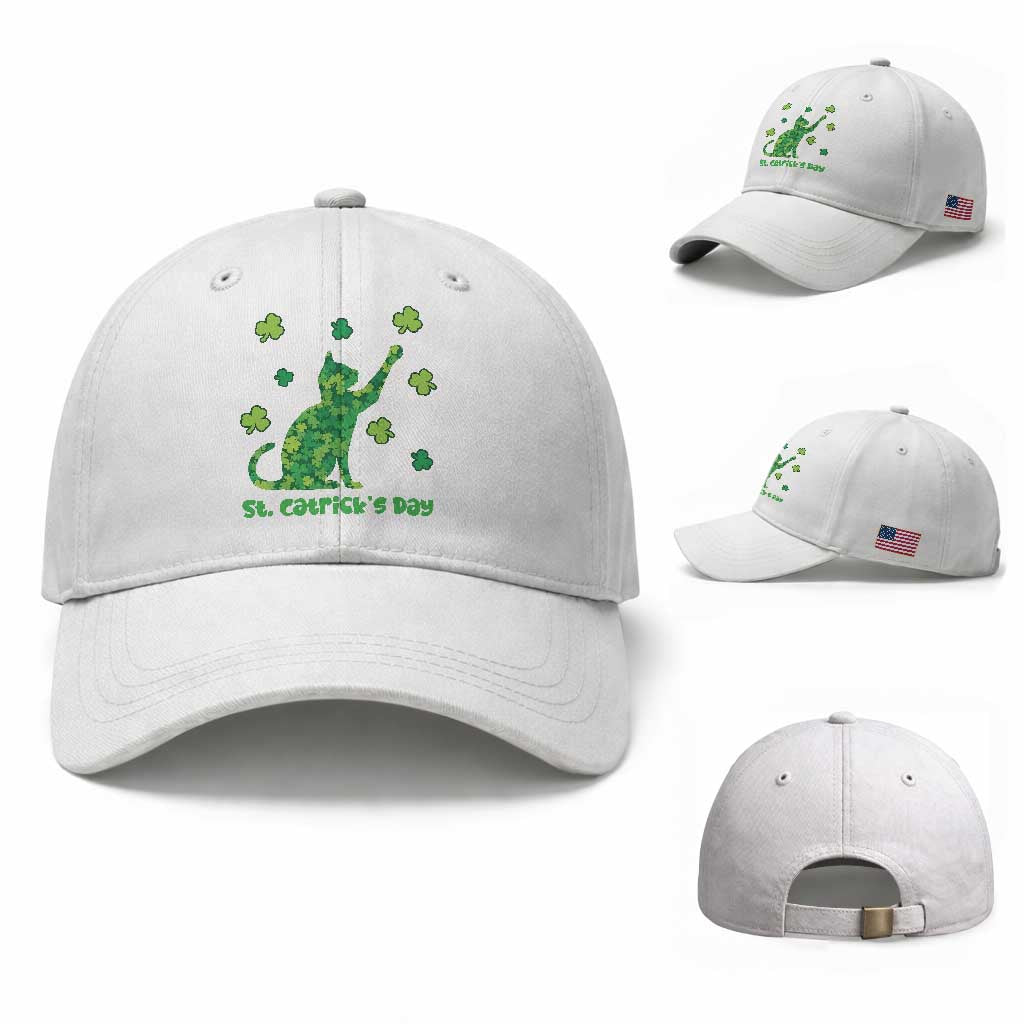 Funny St Catricks Day Baseball Cap Lucky Shamrock Cat Saint Pattys