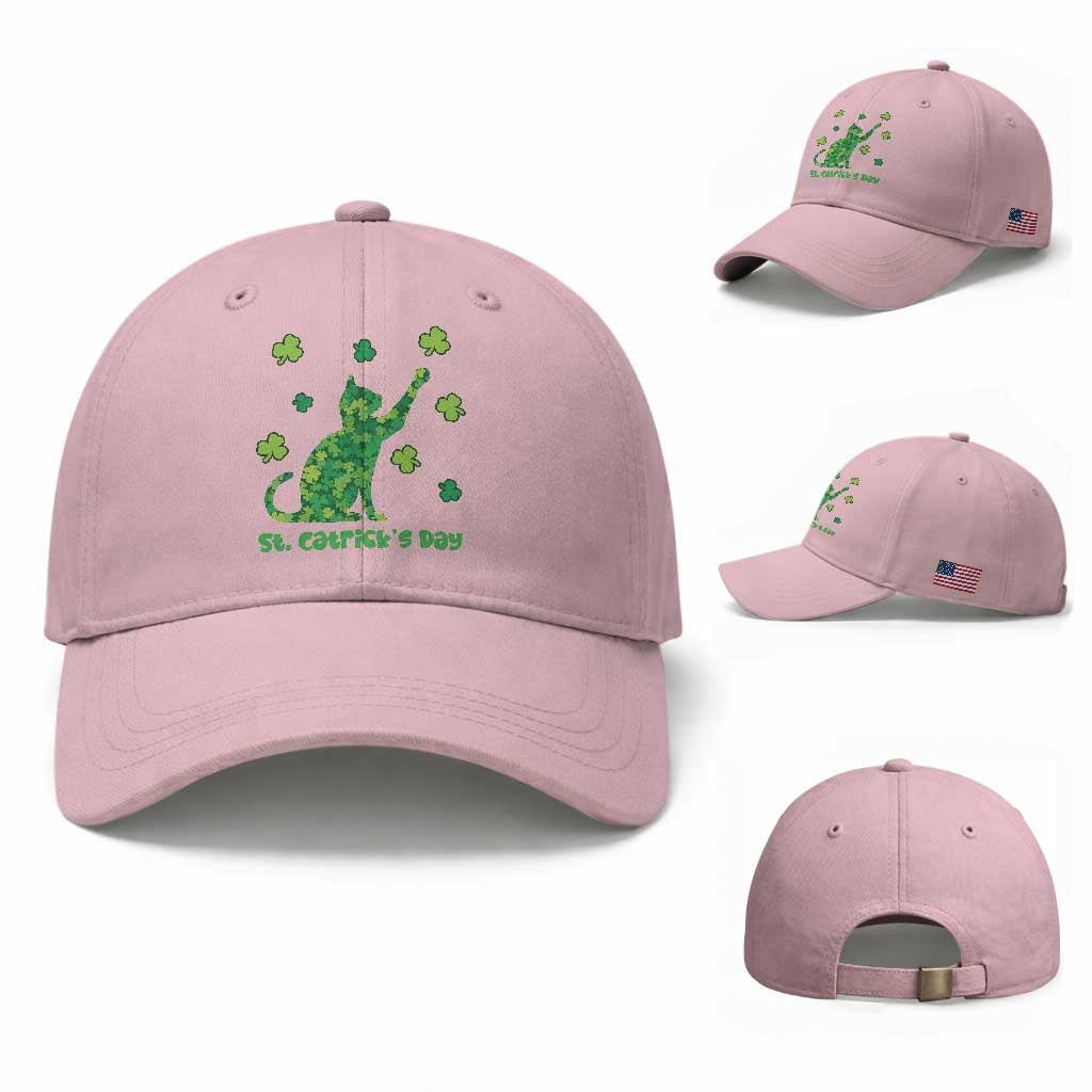 Funny St Catricks Day Baseball Cap Lucky Shamrock Cat Saint Pattys