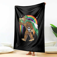 Funny Bigfoot Drinking Beer Throw Blanket St Patricks Day Soccer Lover
