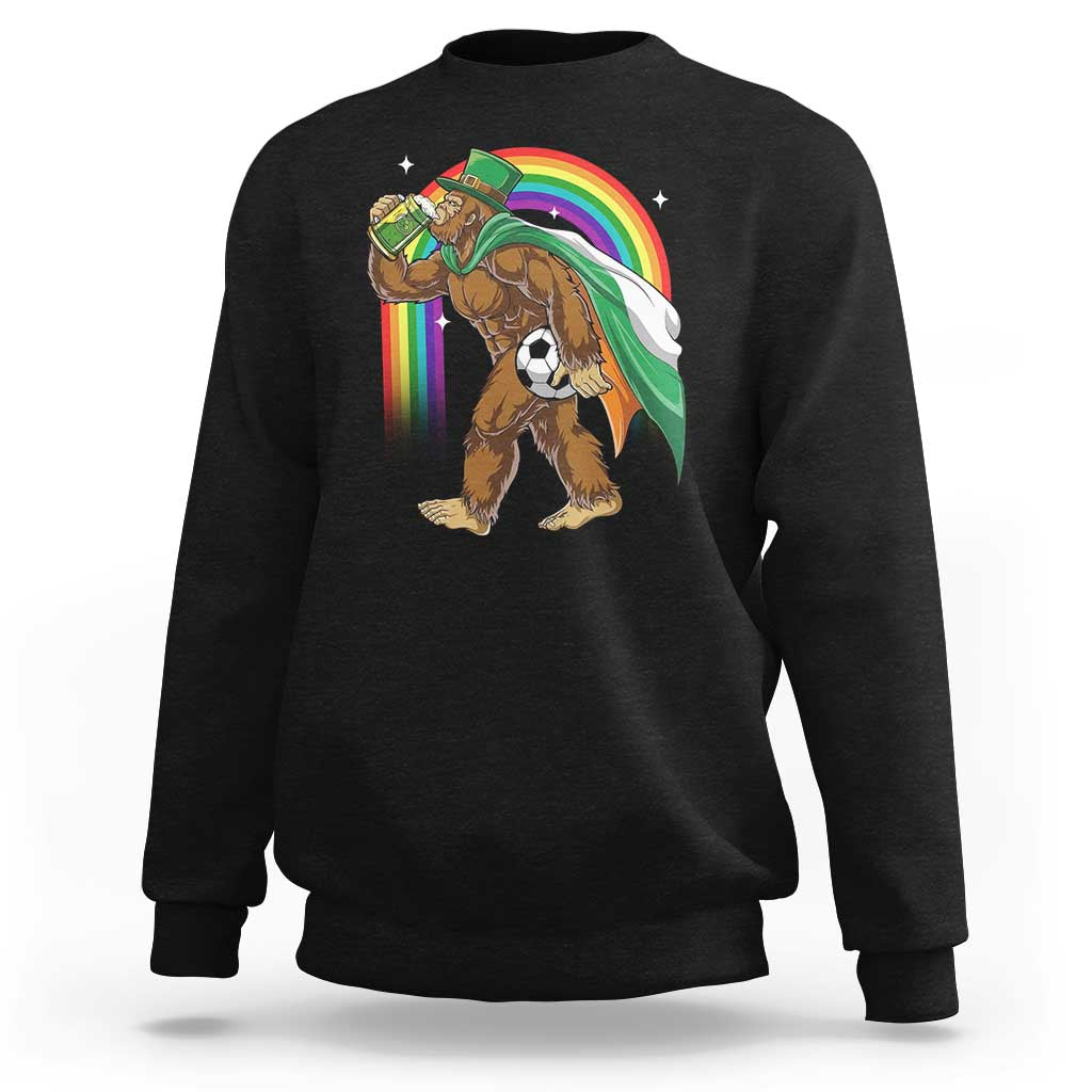 Funny Bigfoot Drinking Beer Sweatshirt St Patricks Day Soccer Lover
