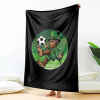 Funny Bigfoot Playing Soccer Throw Blanket St Patricks Day