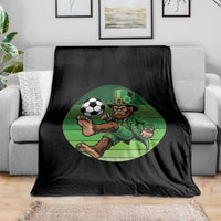Funny Bigfoot Playing Soccer Throw Blanket St Patricks Day