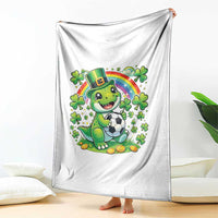Cute Dinosaur Soccer Player Throw Blanket St Patricks Day Dino Lover