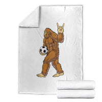 Funny Bigfoot Soccer Player Throw Blanket Folklore Cryptid Gift