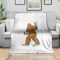 Funny Bigfoot Soccer Player Throw Blanket Folklore Cryptid Gift