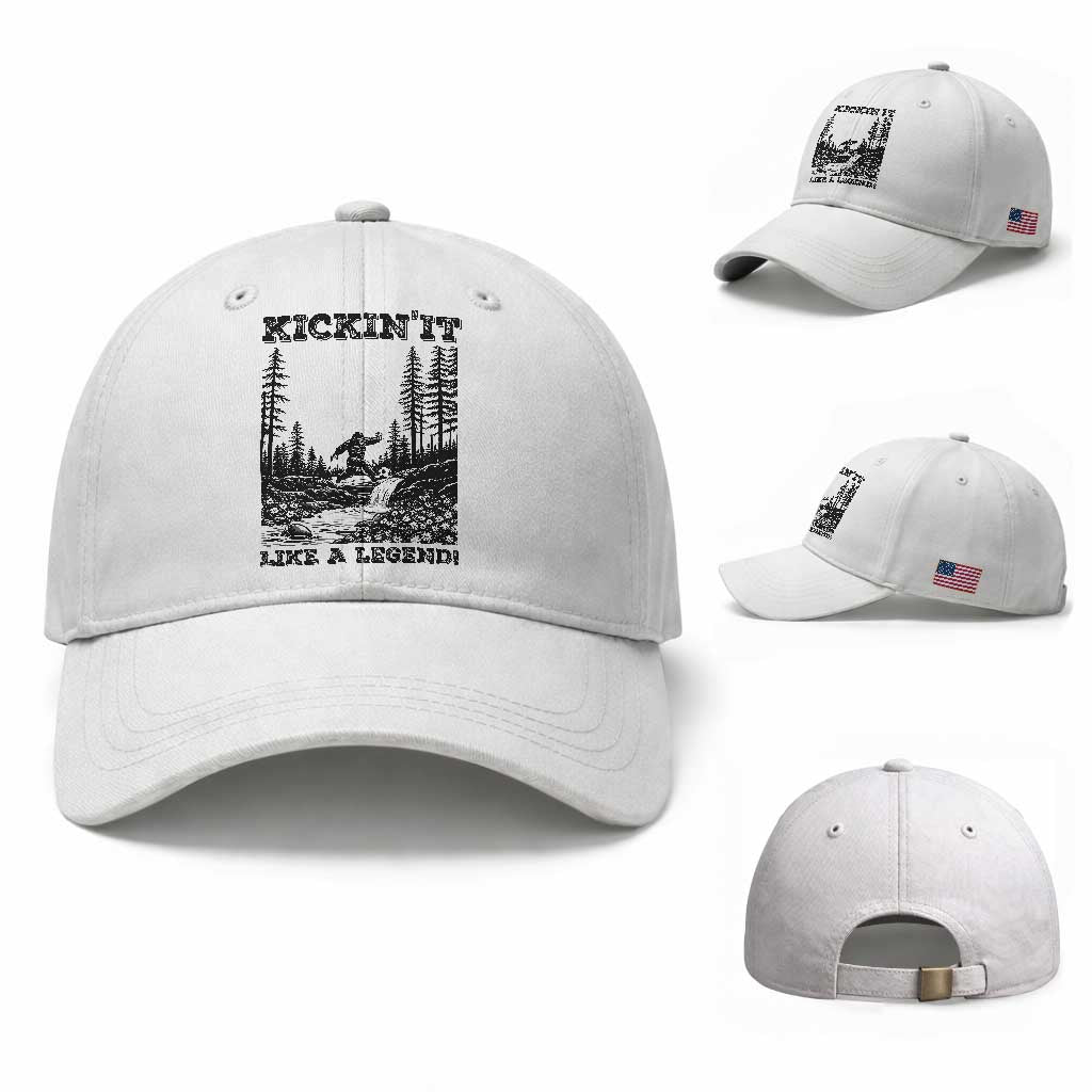 Kickin It Like A Legend Baseball Cap Funny Bigfoot Soccer Player
