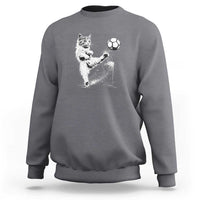 Cat Playing Soccer Sweatshirt Funny Cat Lover Gift