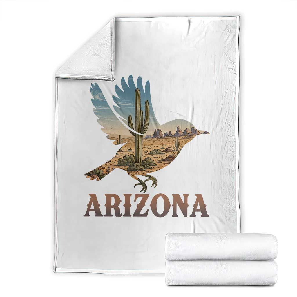 Arizona Desert Wren Bird Throw Blanket Cactus Landscape Rustic Western
