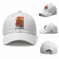 Arizona Map Blooming Cactus Flowers Gift Baseball Cap