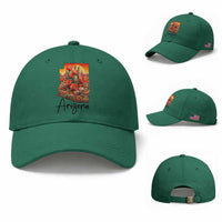 Arizona Map Blooming Cactus Flowers Gift Baseball Cap