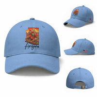 Arizona Map Blooming Cactus Flowers Gift Baseball Cap