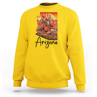 Arizona Map Blooming Cactus Flowers Gift Sweatshirt