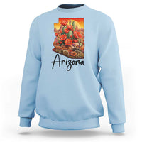 Arizona Map Blooming Cactus Flowers Gift Sweatshirt