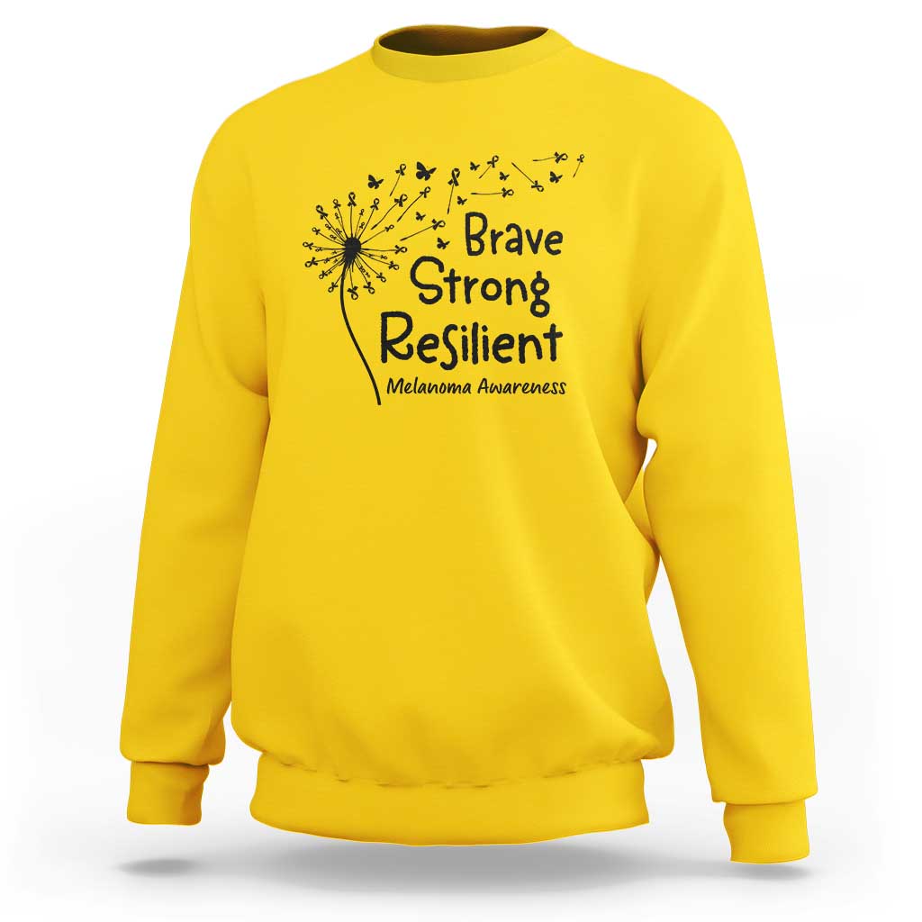 Brave Strong Resilient Sweatshirt Melanoma Warrior Dandelion Gift