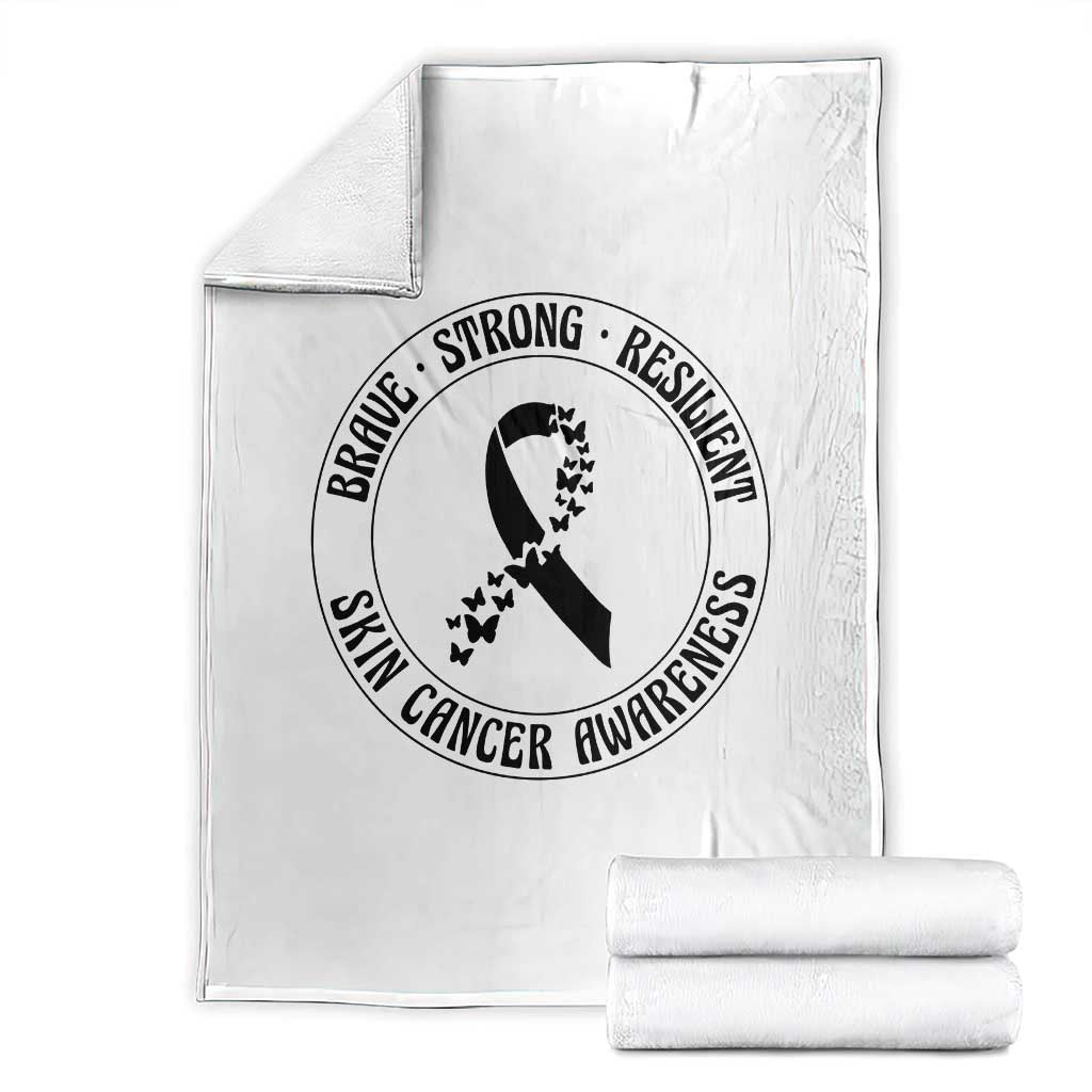 Melanoma Awareness Throw Blanket Brave Strong Resilient Warrior