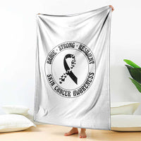 Melanoma Awareness Throw Blanket Brave Strong Resilient Warrior