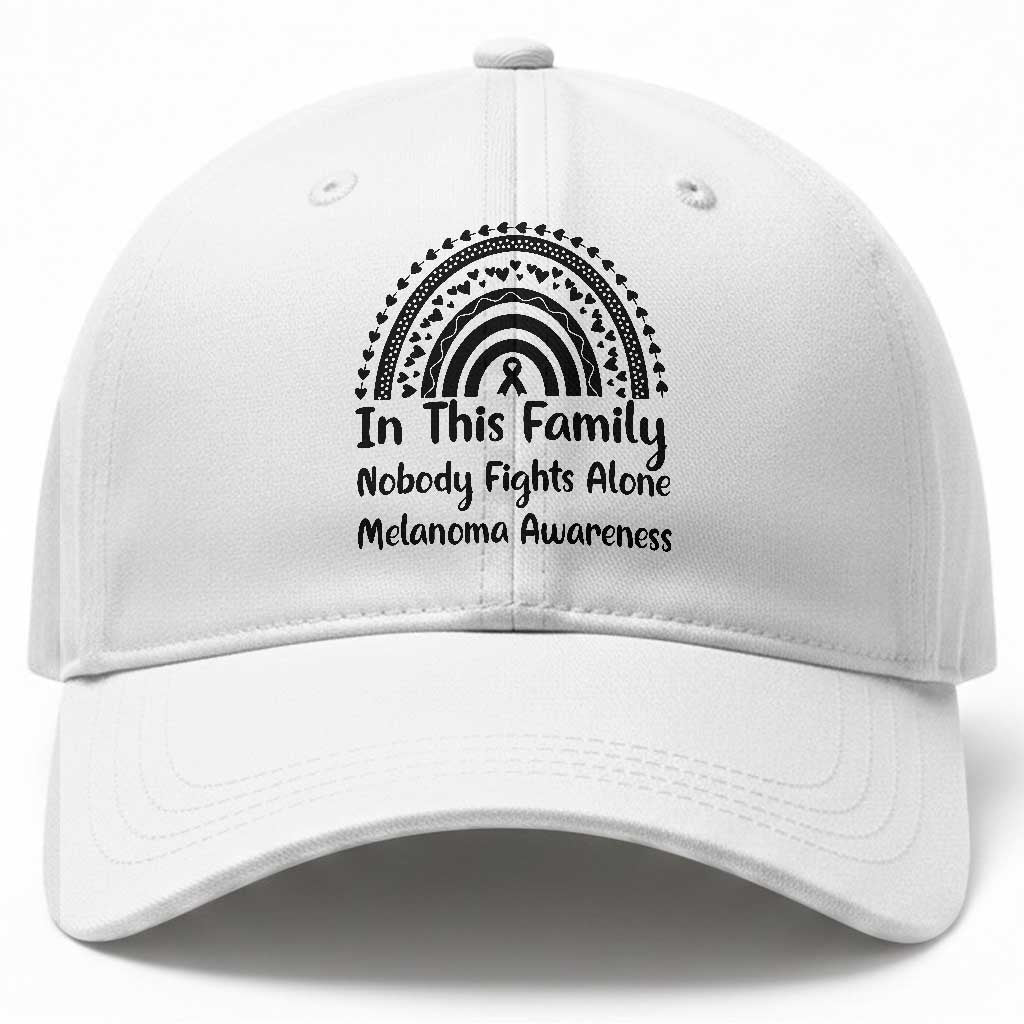 In This Family Nobody Fights Alone Baseball Cap Melanoma Warrior Support