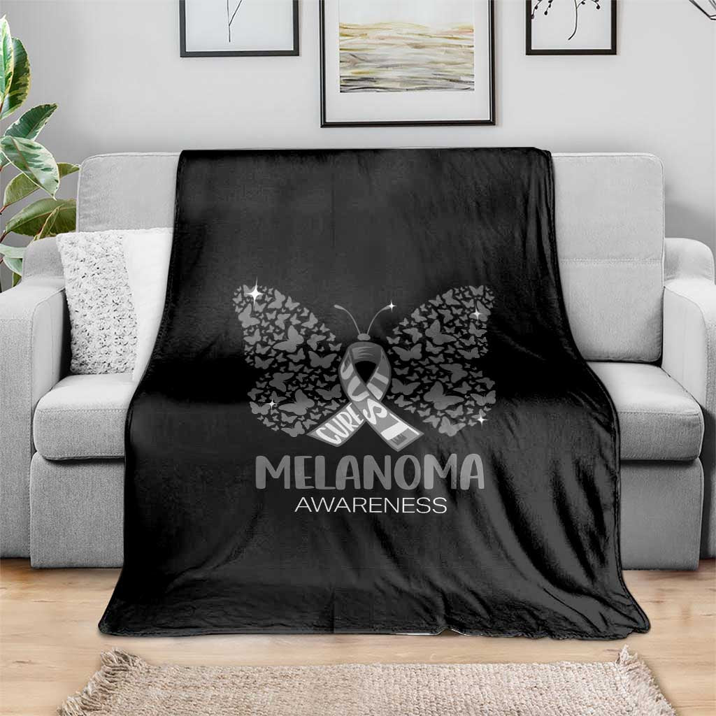 Just Cure It Throw Blanket Melanoma Warrior Butterfly Support