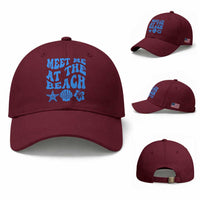 Meet Me At The Beach Baseball Cap Tropical Summer Vacation Graphic