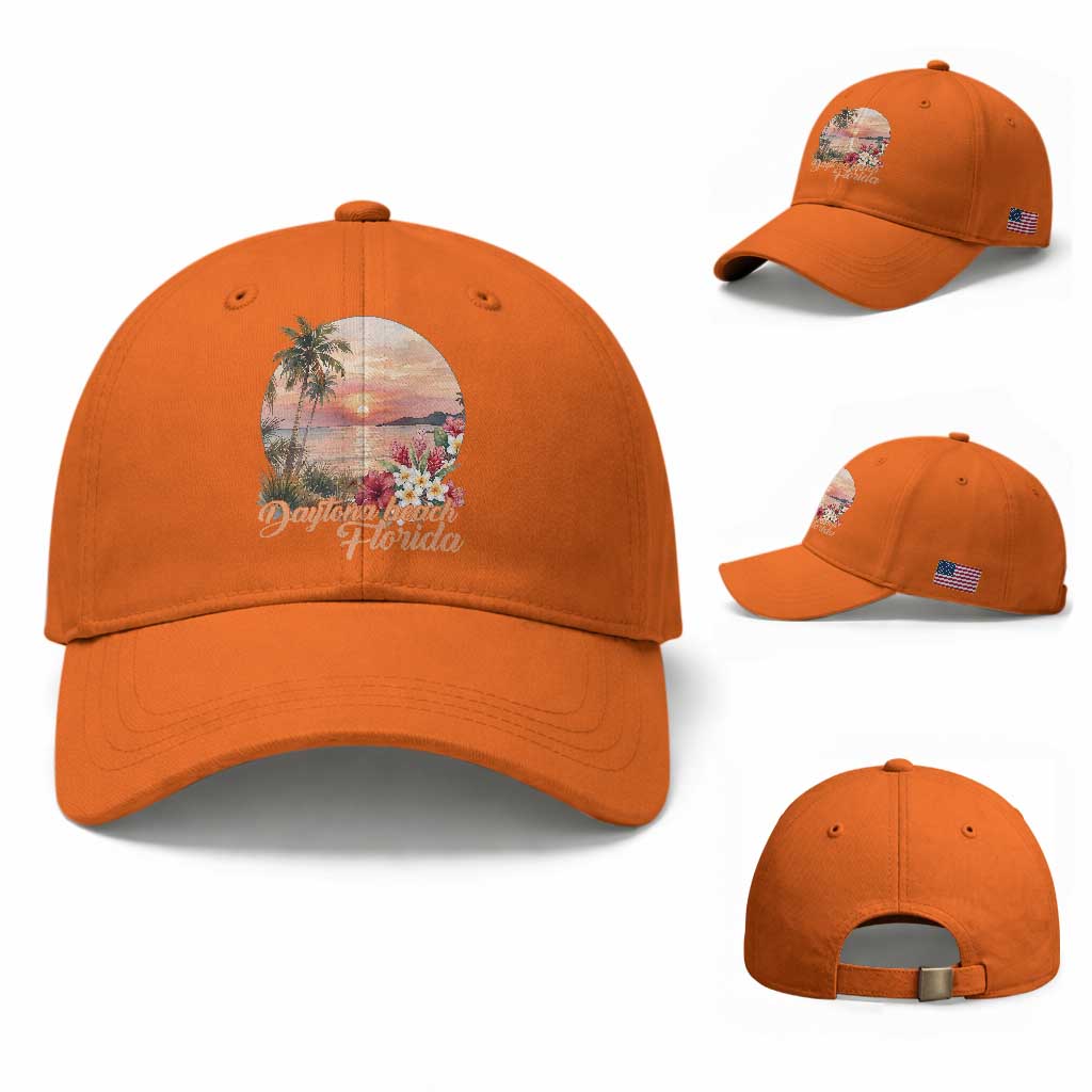 Daytona Beach Florida Baseball Cap Tropical Palm Tree Ocean Travel Gift