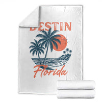 Vintage Destin Florida Beach Throw Blanket Sunset Palm Tree Graphic