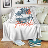 Vintage Destin Florida Beach Throw Blanket Sunset Palm Tree Graphic
