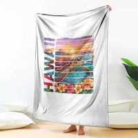Hawaii Sea Turtle Throw Blanket Tropical Sunset Island Vacation Gift
