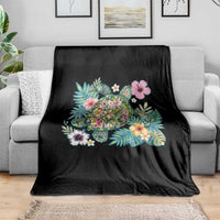 Floral Summer Turtle Throw Blanket Preppy Tropical Coastal Beach Graphic