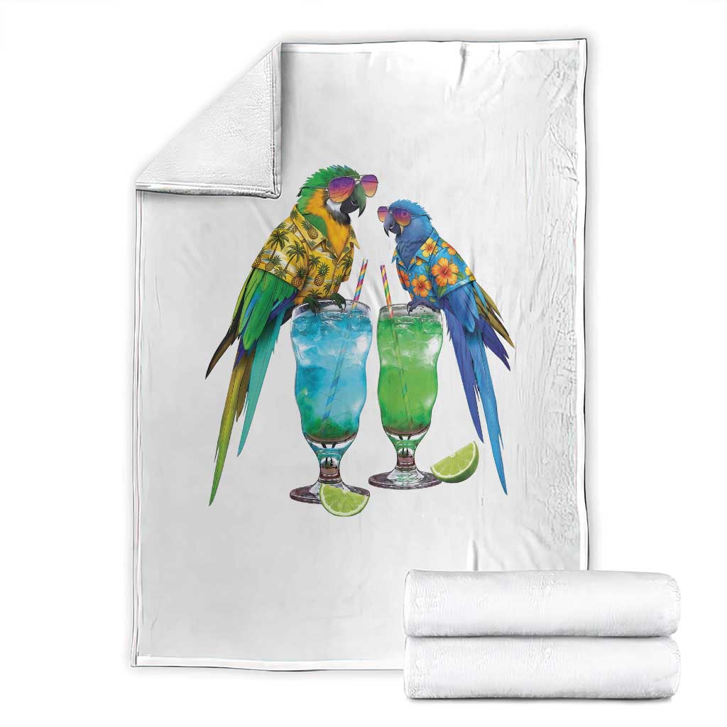 Hawaiian Parrots Drinking Margaritas Throw Blanket Beach Vacation Gift