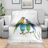 Hawaiian Parrots Drinking Margaritas Throw Blanket Beach Vacation Gift