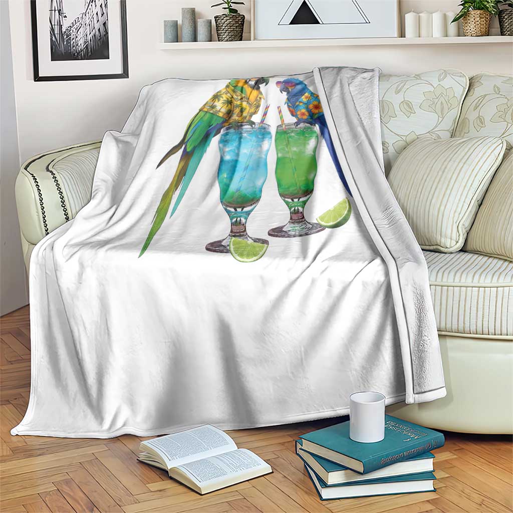 Hawaiian Parrots Drinking Margaritas Throw Blanket Beach Vacation Gift