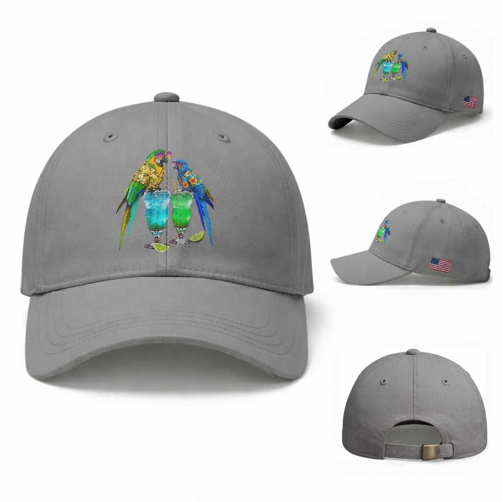 Hawaiian Parrots Drinking Margaritas Baseball Cap Beach Vacation Gift