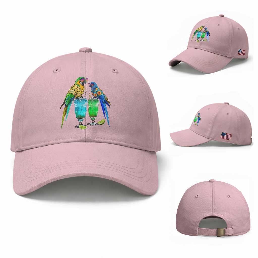 Hawaiian Parrots Drinking Margaritas Baseball Cap Beach Vacation Gift