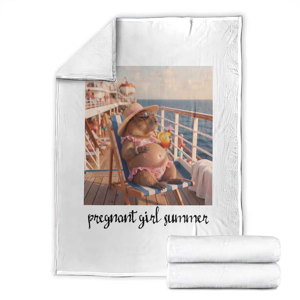 Summer Capybara Pregnancy Throw Blanket Baby Announcement Gift