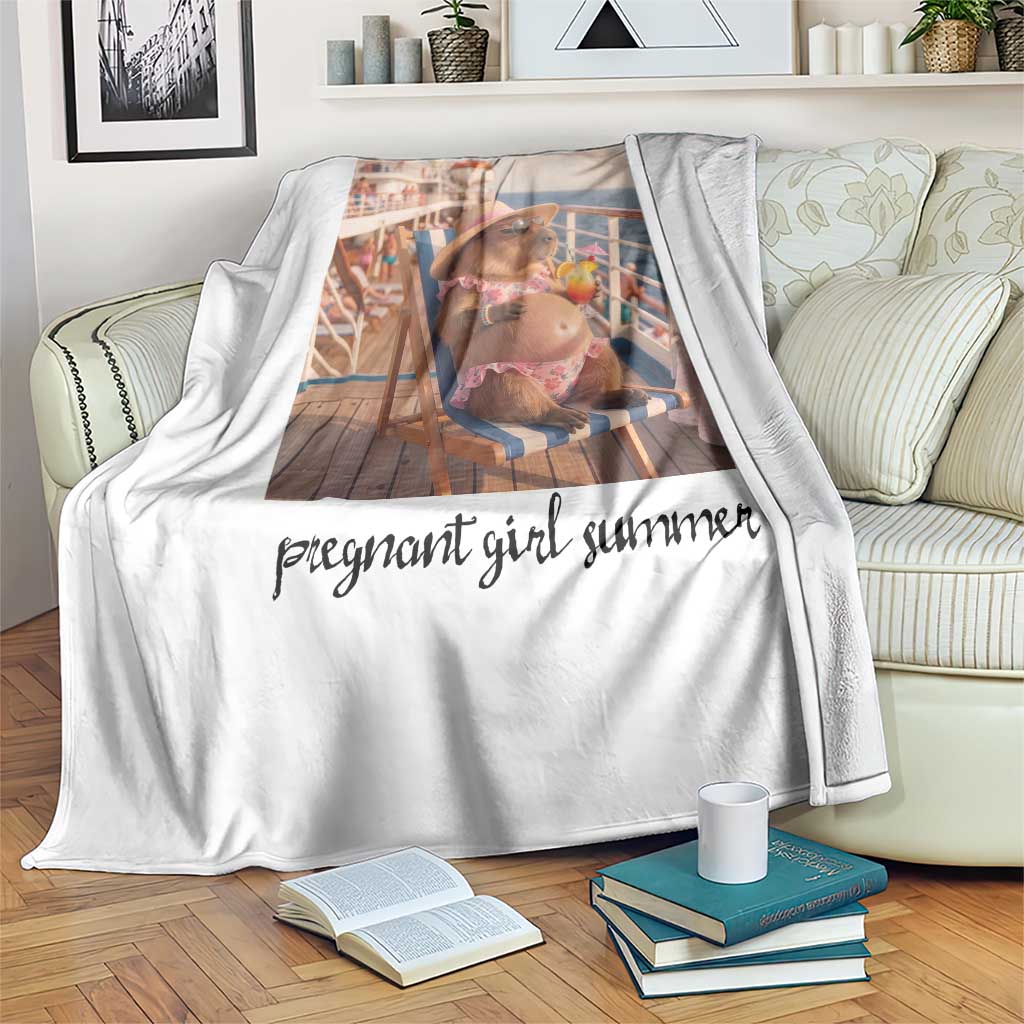 Summer Capybara Pregnancy Throw Blanket Baby Announcement Gift