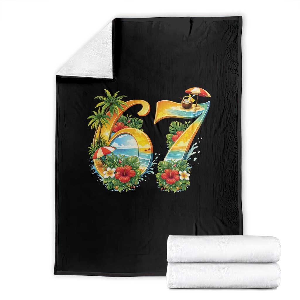 Hawaii Six Seven Throw Blanket Tropical Hibiscus Vacation Graphic