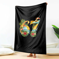 Hawaii Six Seven Throw Blanket Tropical Hibiscus Vacation Graphic