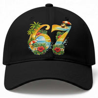 Hawaii Six Seven Baseball Cap Tropical Hibiscus Vacation Graphic