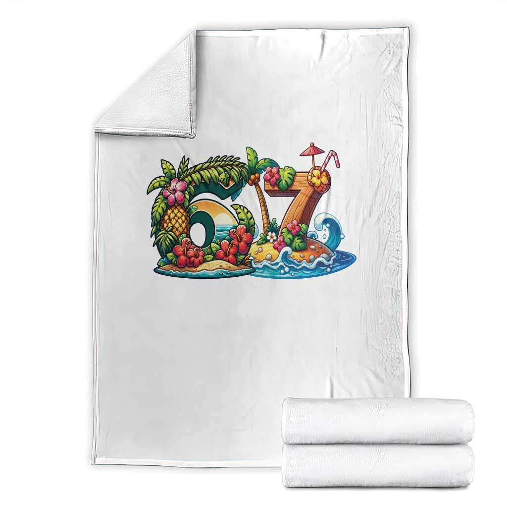 Tropical Beach Six Seven Throw Blanket Summer Island Vacation Graphic