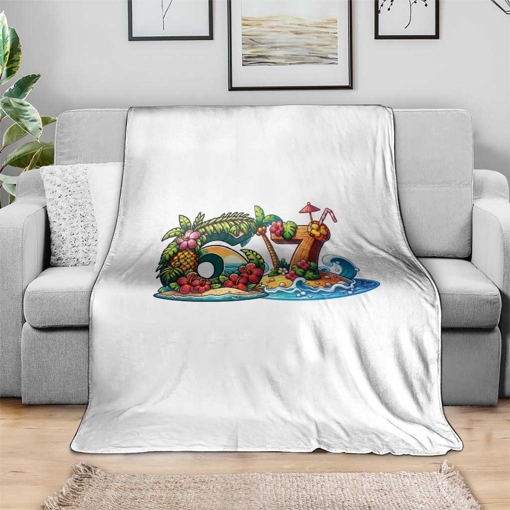 Tropical Beach Six Seven Throw Blanket Summer Island Vacation Graphic